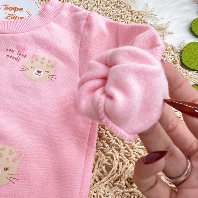 Conj. Casaco de Moletom Oncinhas e Calça Legging - Rosa